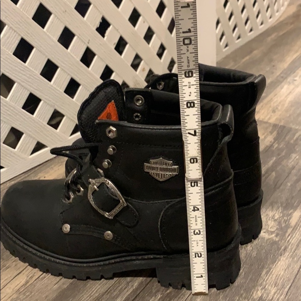 Harley-Davidson Black Leather Combat Boots with Silver Hardware - Picture 11 of 11